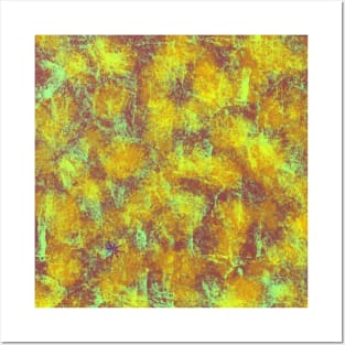 Orange Brown Yellow and Aqua Abstract Posters and Art